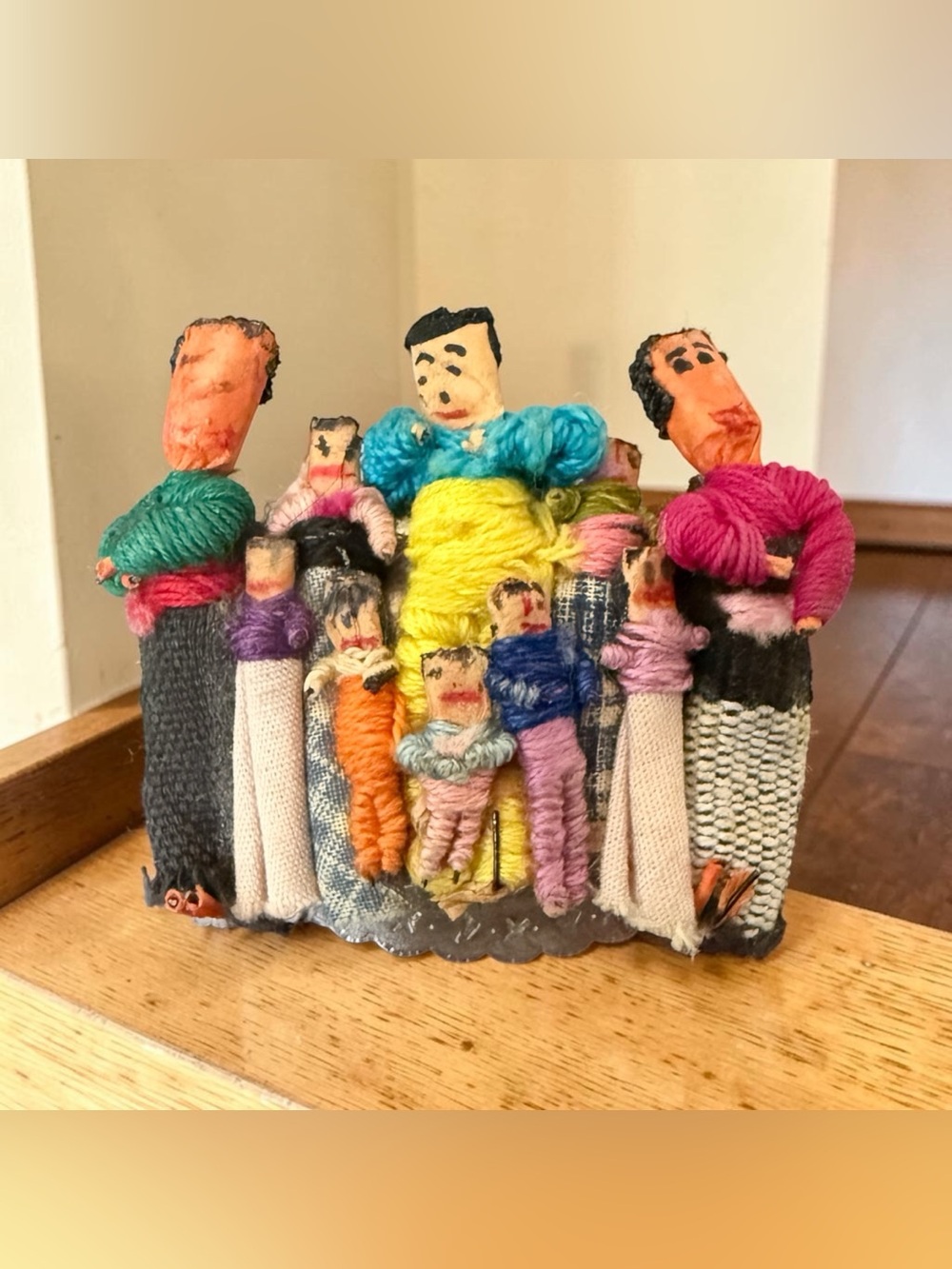 Vintage Guatemalan Worry Doll Brooch- Large- Handmade Folk Art- Tribal- Ethnic